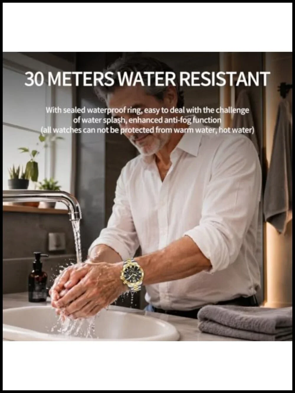 Men's Luxury Chronograph Watch Stainless Steel Waterproof Dress